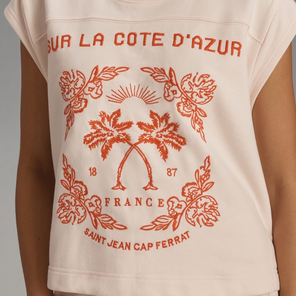 Anthropologie Embroidered Cote D’Azur top (XS, Ivory Pattern)